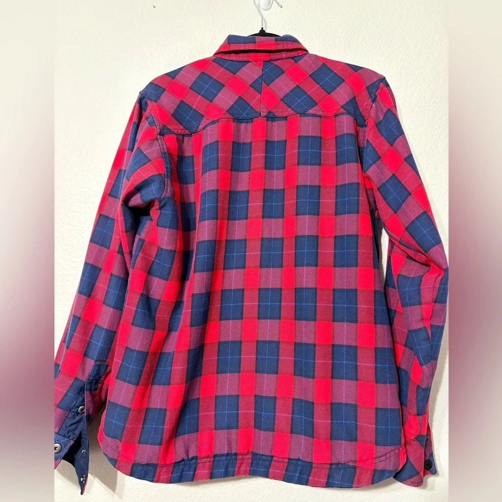 The North Face Reversible Red Blue Plaid Flannel Men's Puffer Shaket Lightweight